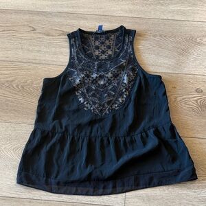American Eagle Outfitters Black Lace Tank Top